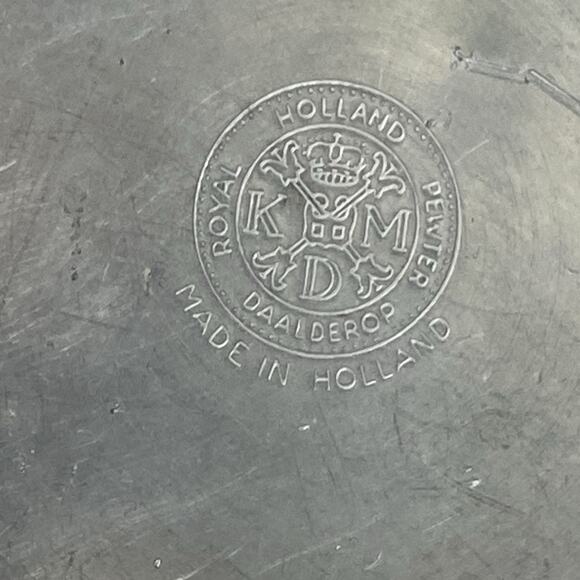 Whiskey Decanter KMD Royal Holland Daalderop Pewter Amber Glass Bottle - Read - Picture 9 of 9